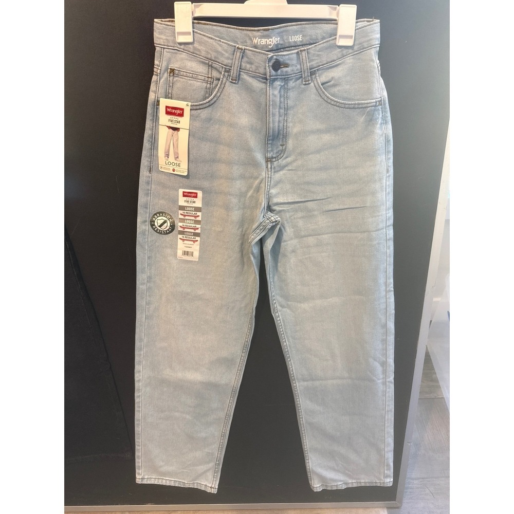 Wrangler Five Star Premium Boys Loose Fit Jeans Light Wash Size 14Regular NWT